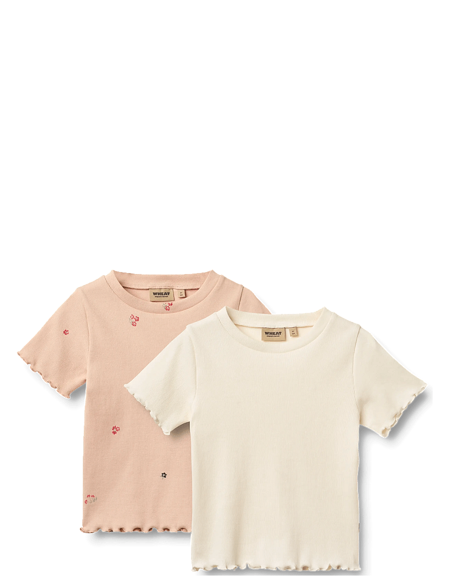 Wheat - 2 Rib T-shirt S/S Alicia - kurzärmelige - rose flowers - 0