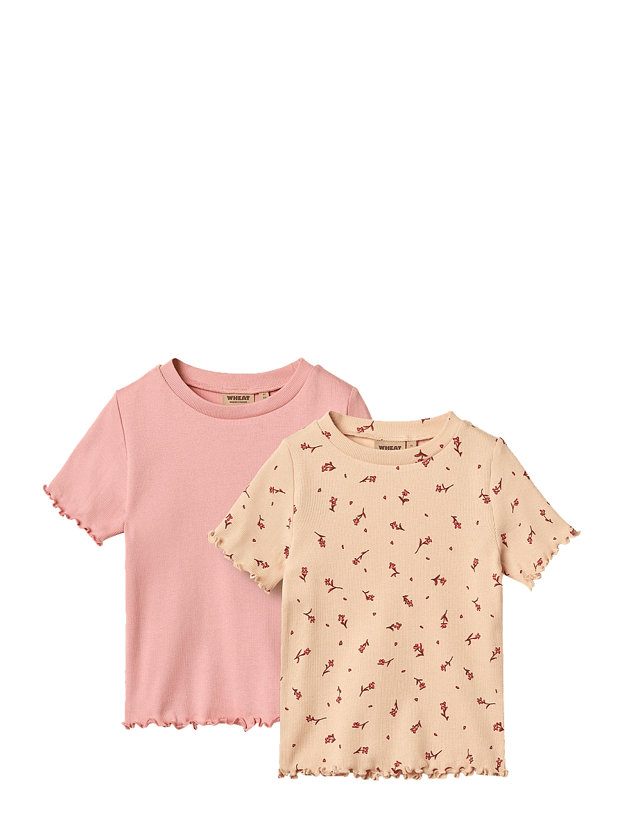 Wheat - 2 Rib T-Shirts S/S Alicia - korte mouwen - rose water flowers - 0