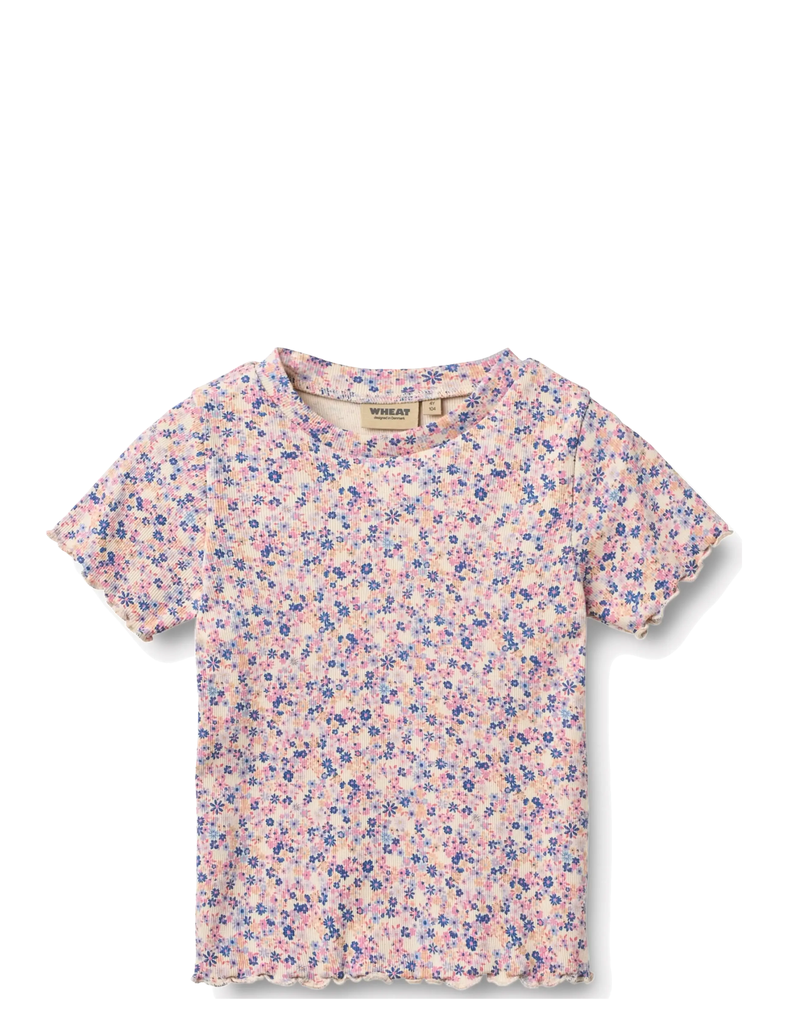 Wheat - 2 Rib T-shirt S/S Alicia - pink blue flowers - 2