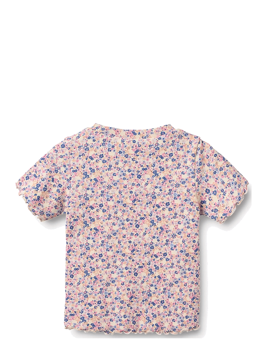 Wheat - 2 Rib T-shirt S/S Alicia - pink blue flowers - 4