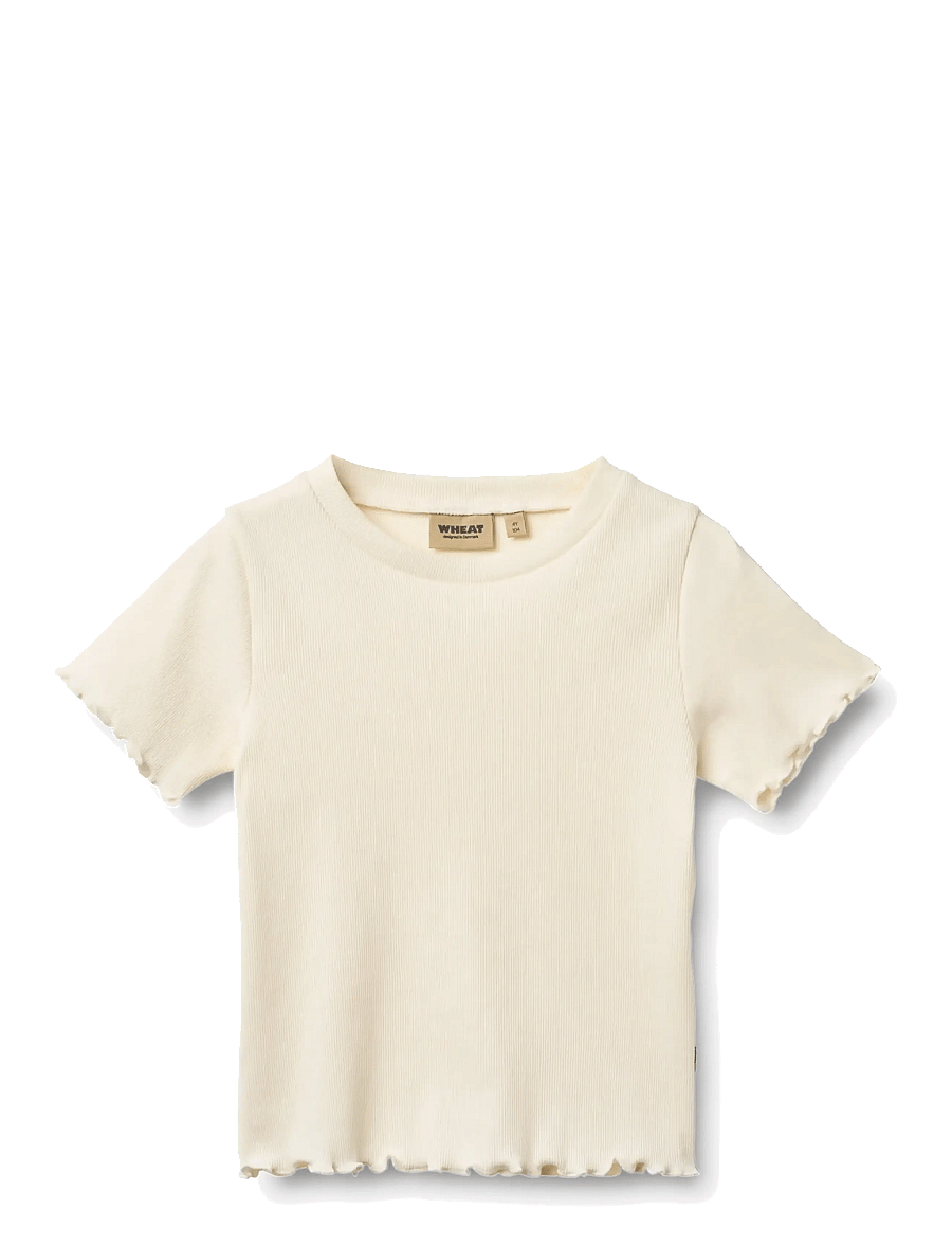 Wheat - Rib T-shirt S/S Alicia - kortærmede t-shirts - ivory - 0
