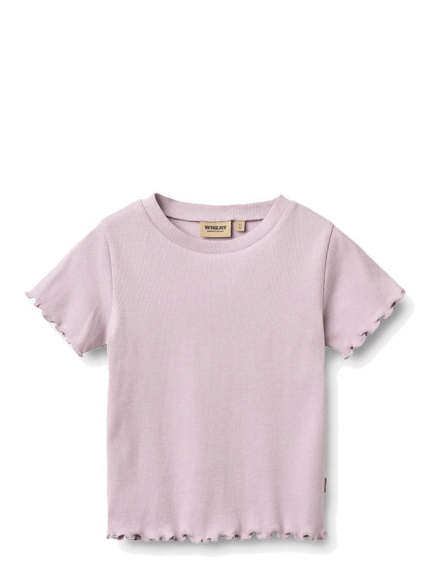 Wheat - Rib T-shirt S/S Alicia - kurzärmelige - lavender - 0