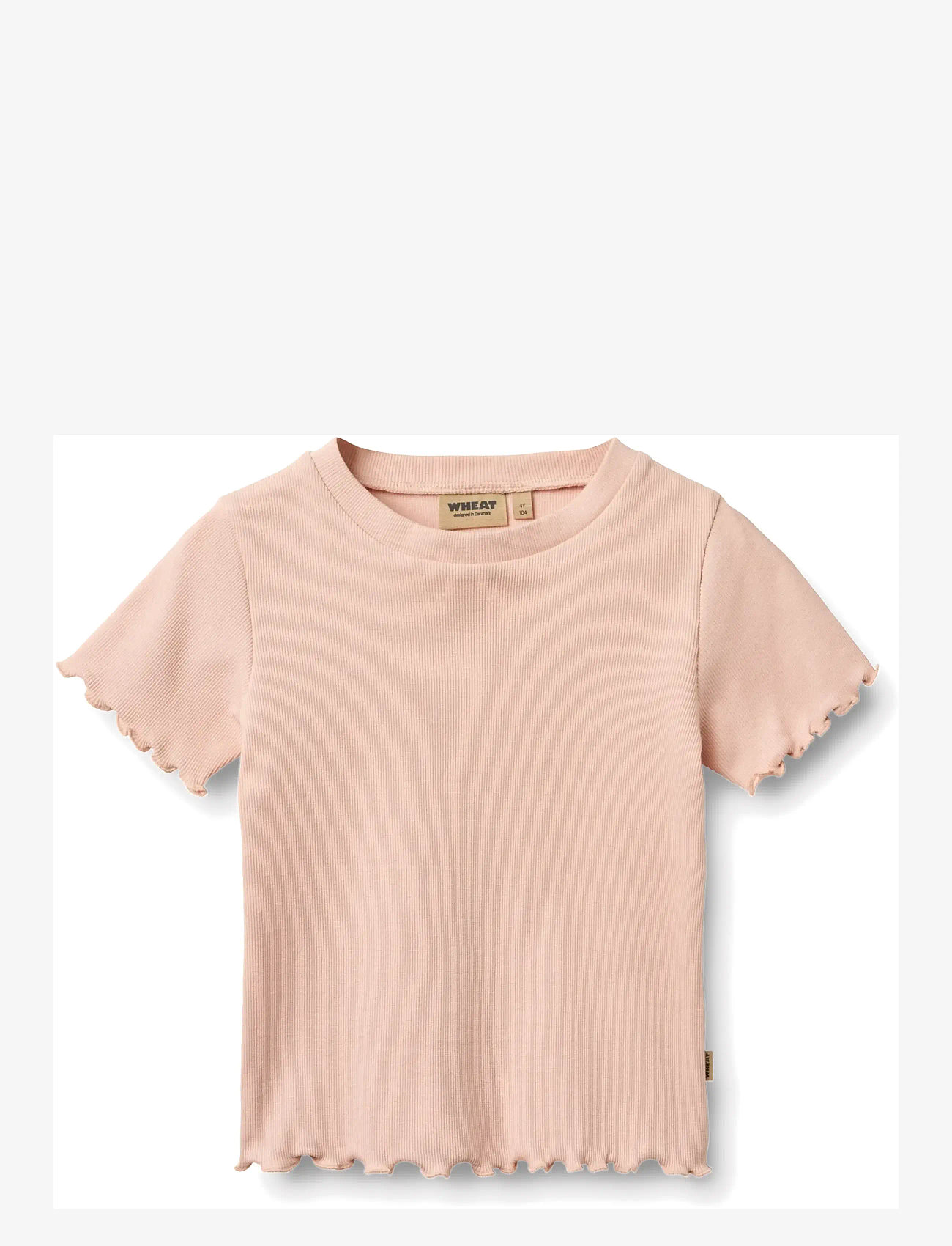 Wheat - Rib T-shirt S/S Alicia - short-sleeved t-shirts - powder - 0