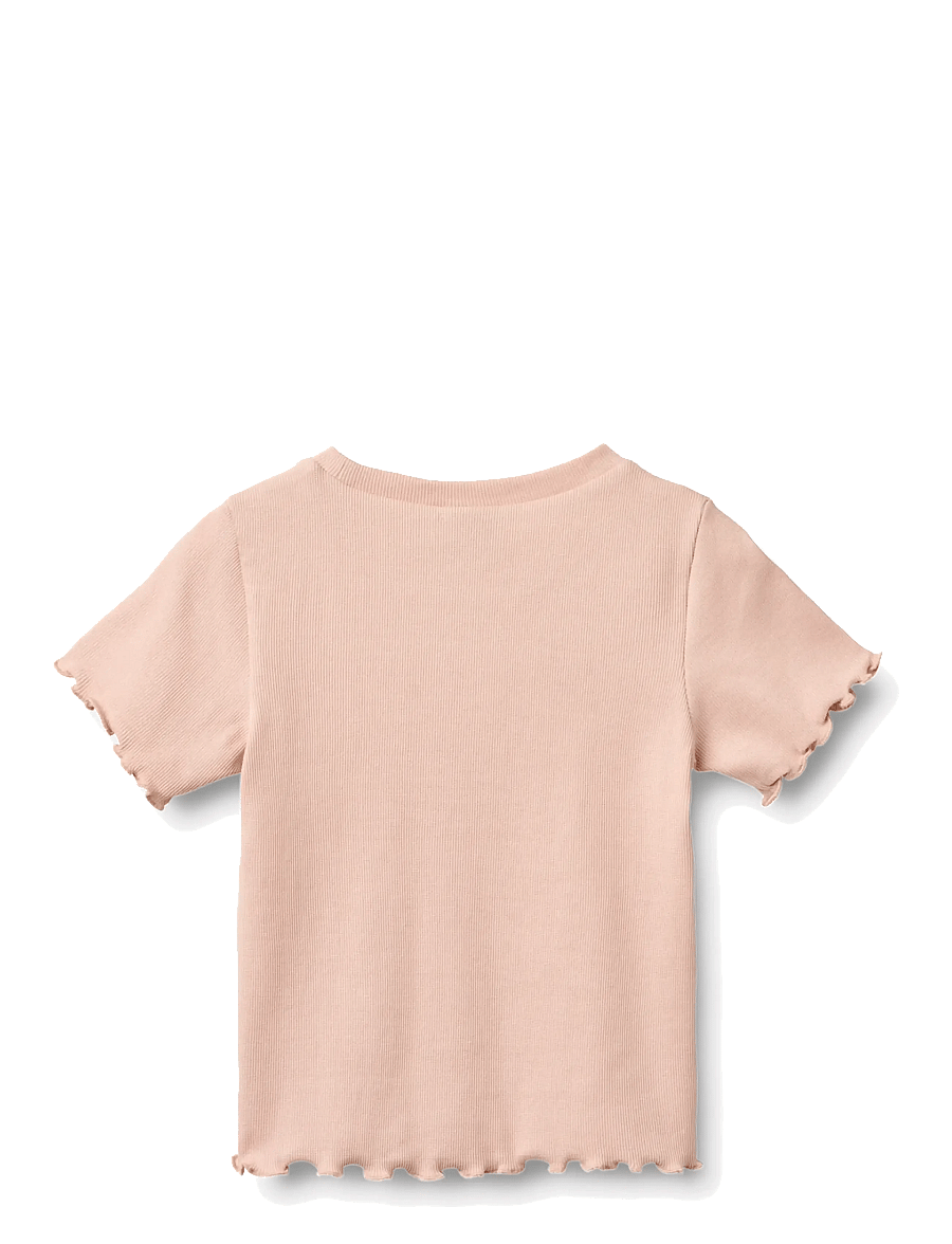 Wheat - Rib T-shirt S/S Alicia - t-shirts à manches courtes - powder - 1