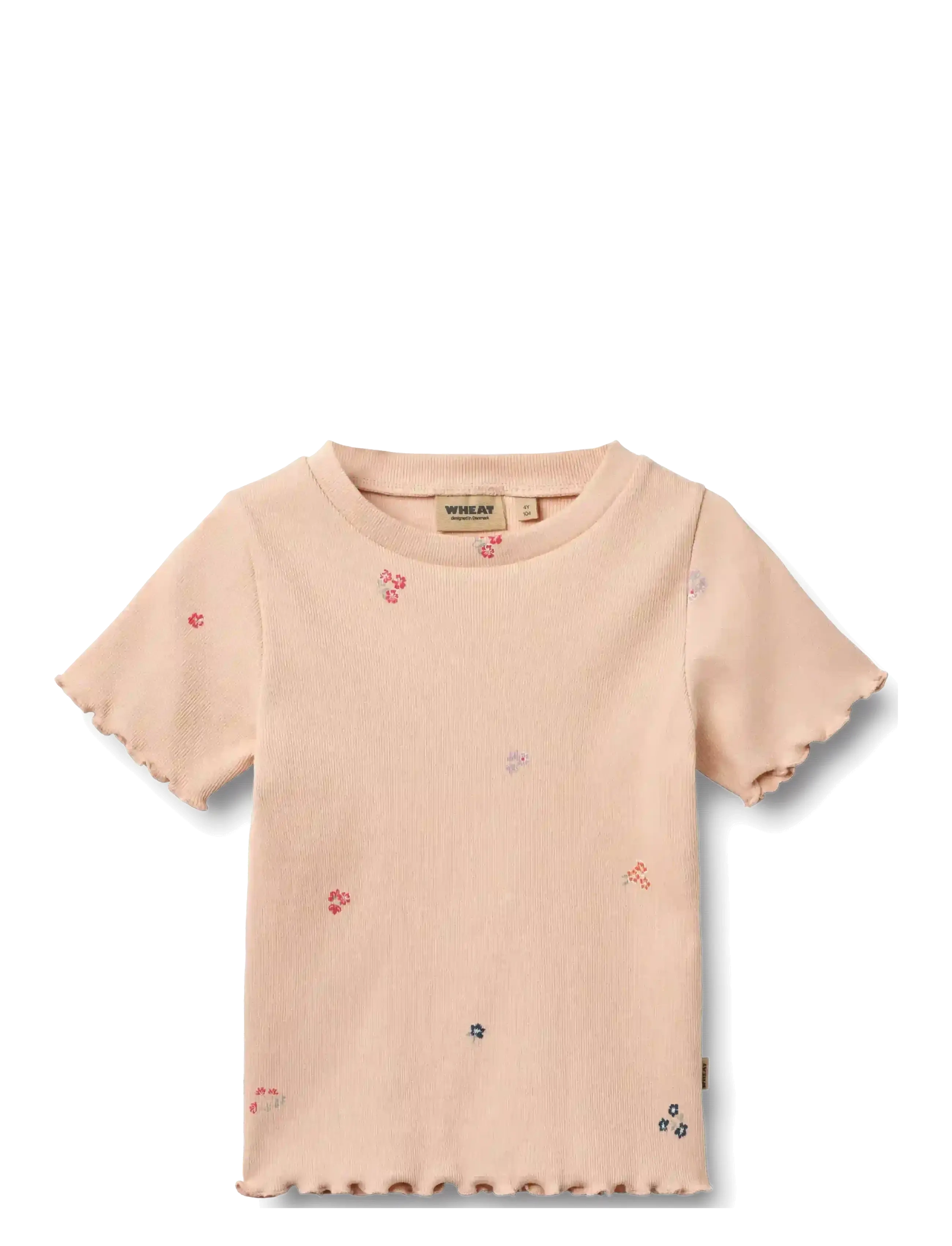 Wheat Rib T-shirt S/S Alicia - Nach Größe einkaufen - ROSE FLOWERS / pink/rose