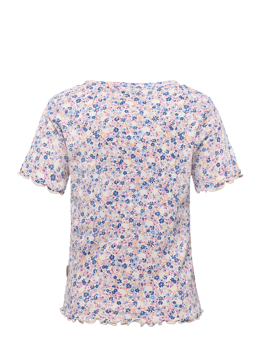 Wheat - Rib T-shirt S/S Alicia - kortærmede t-shirts - pink blue flowers - 1
