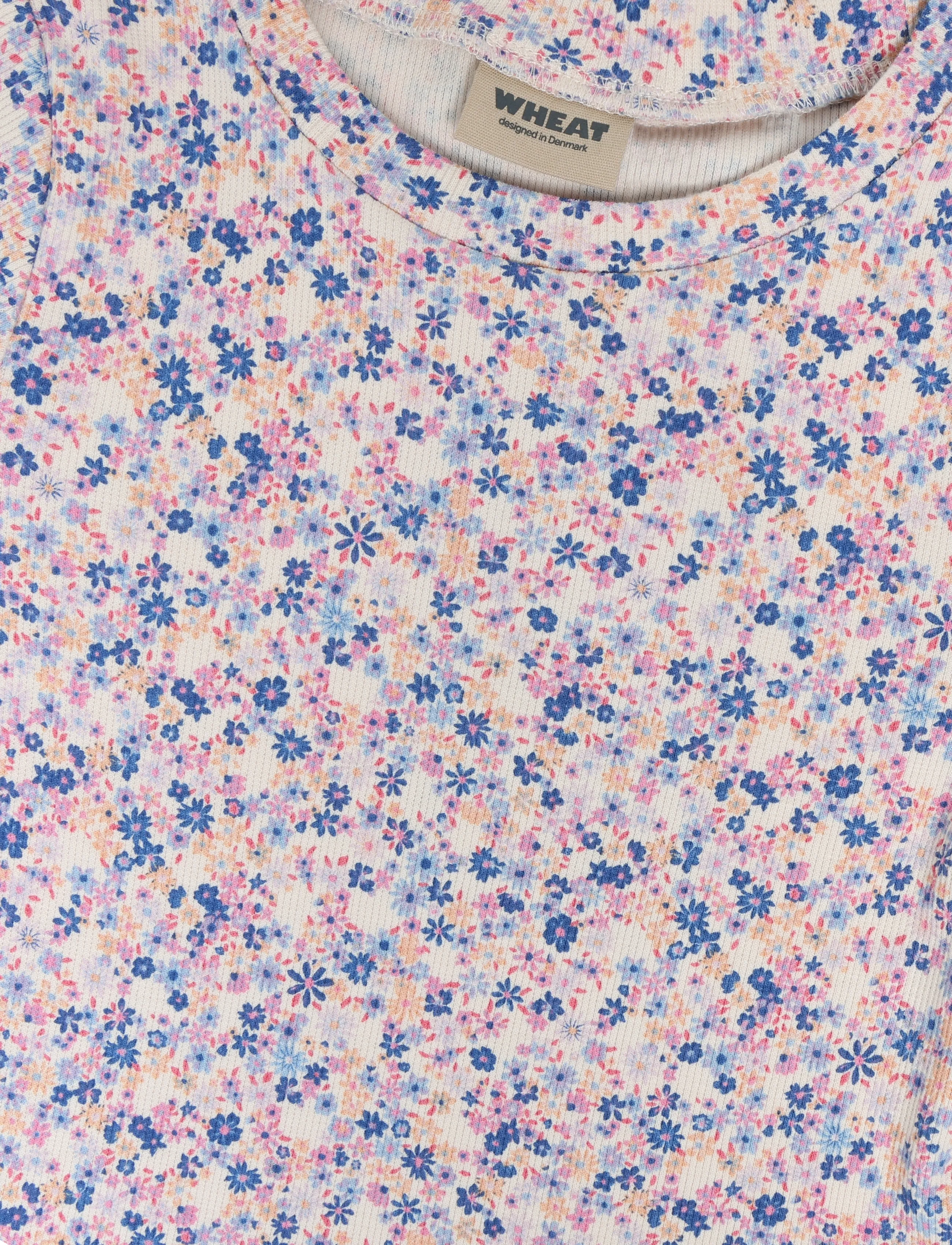 Wheat - Rib T-shirt S/S Alicia - kortærmede t-shirts - pink blue flowers - 2