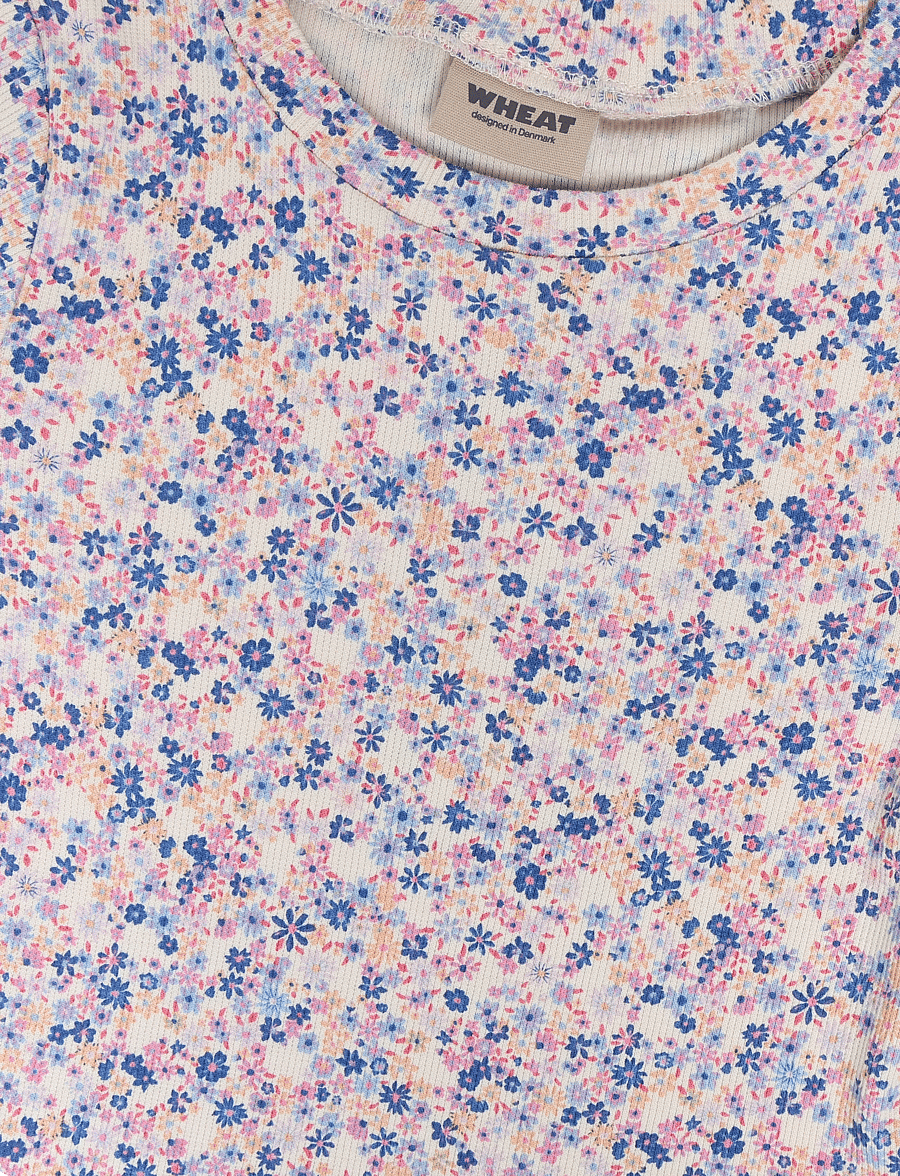 Wheat - Rib T-shirt S/S Alicia - kortærmede t-shirts - pink blue flowers - 2