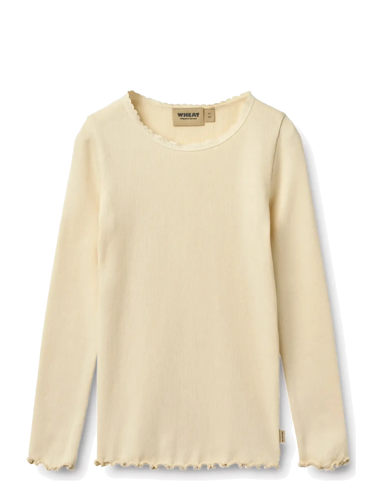 Wheat Rib T-Shirt L/S Reese - Toppar & T-shirts - BARELY APRICOT / yellow