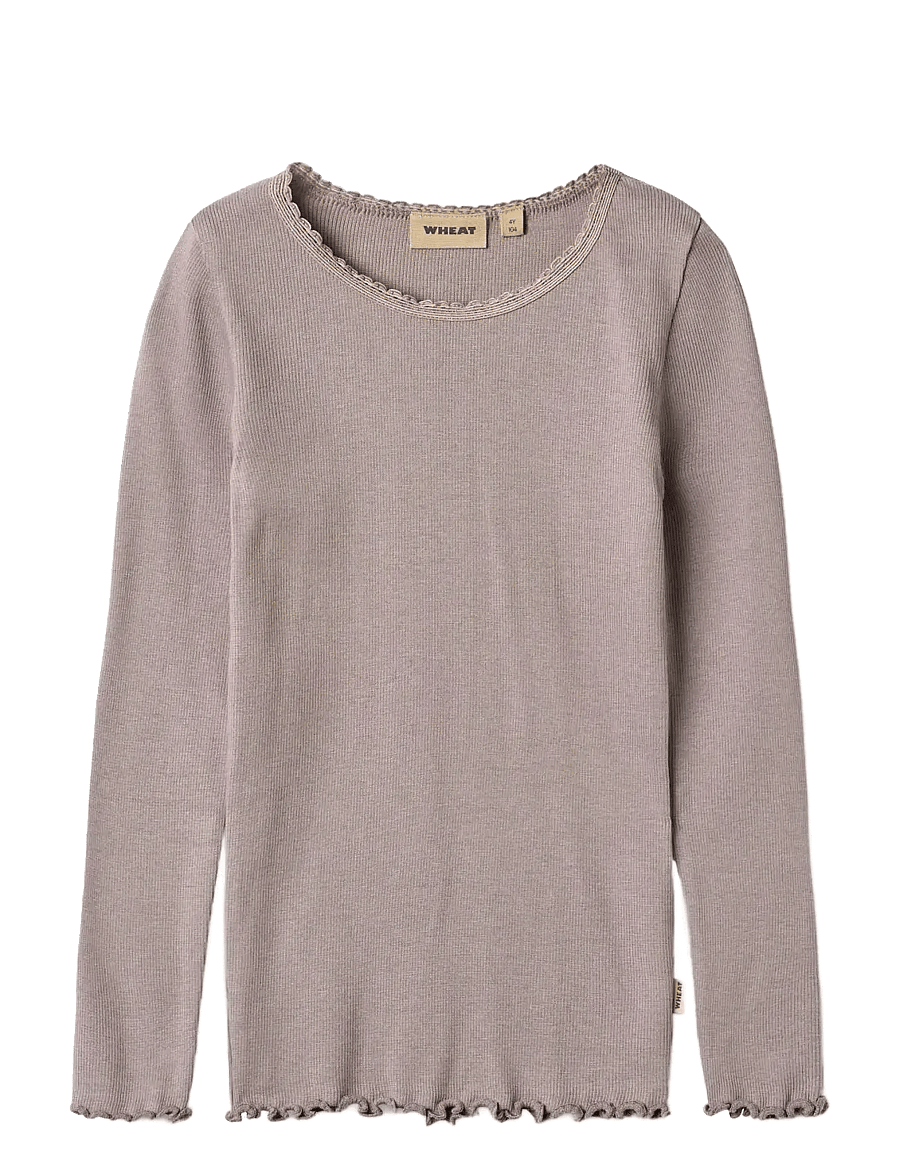 Wheat - Rib T-Shirt L/S Reese - langerma bolir - dusty purple - 0