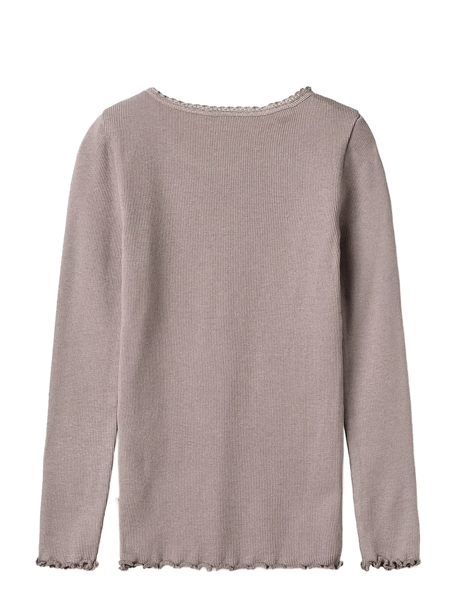 Wheat - Rib T-Shirt L/S Reese - langerma bolir - dusty purple - 1