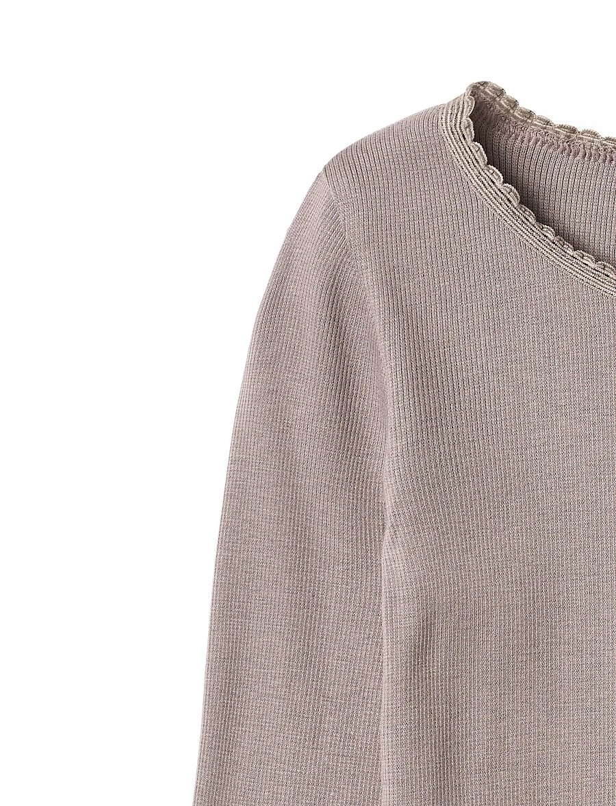 Wheat - Rib T-Shirt L/S Reese - langerma bolir - dusty purple - 2