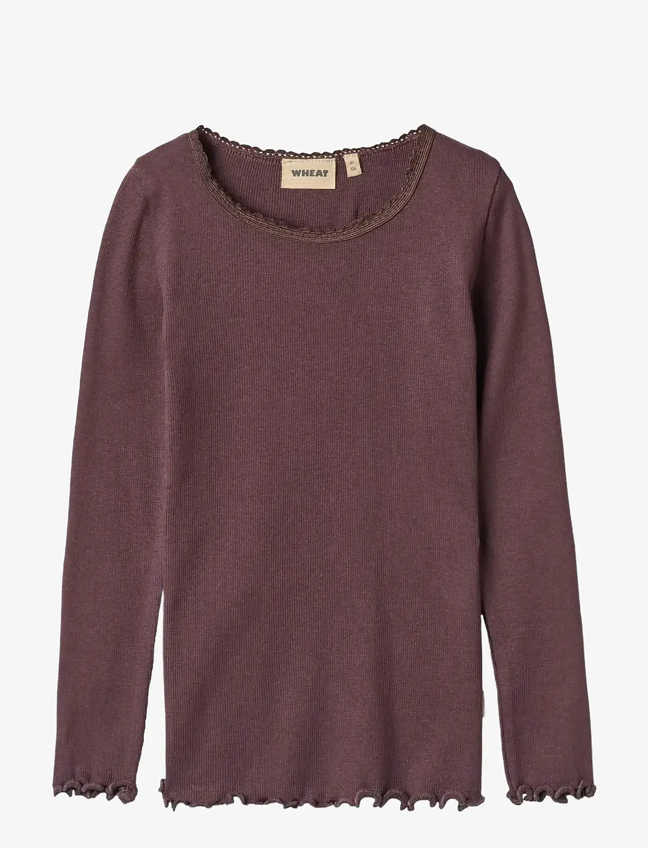Wheat - Rib T-shirt L/S Reese - langærmede t-shirts - fudge - 0