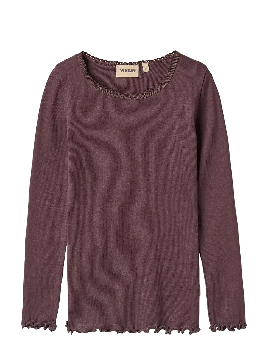 Wheat - Rib T-Shirt L/S Reese - langärmelig - fudge - 0