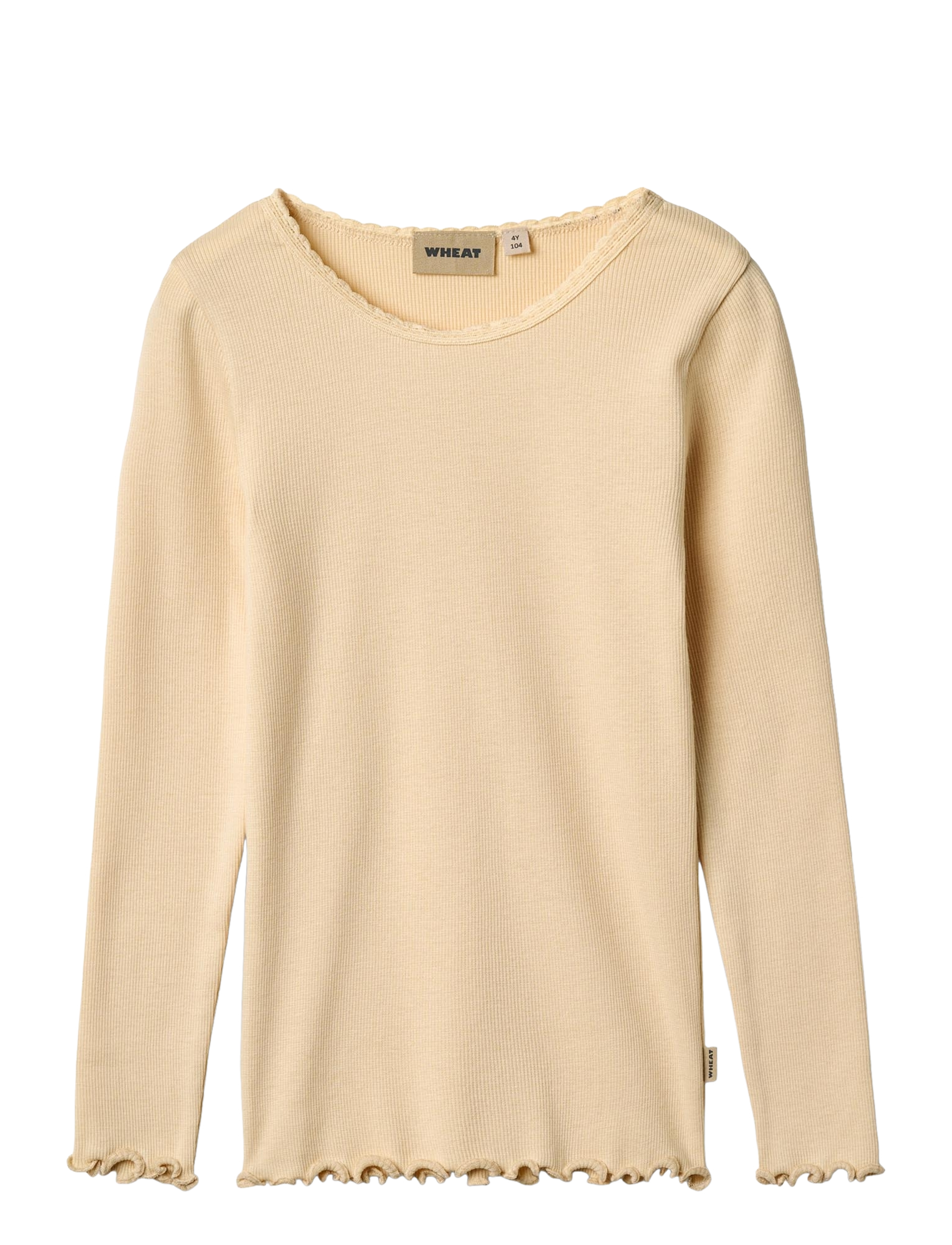 Wheat Rib T-Shirt L/S Reese - Toppar & T-shirts - MACADAMIA / yellow