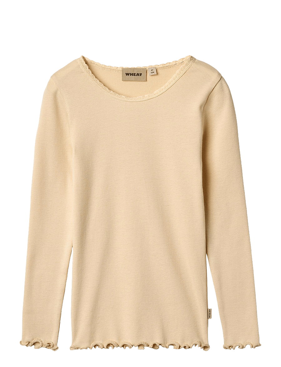 Wheat - Rib T-Shirt L/S Reese - langärmelig - macadamia - 0