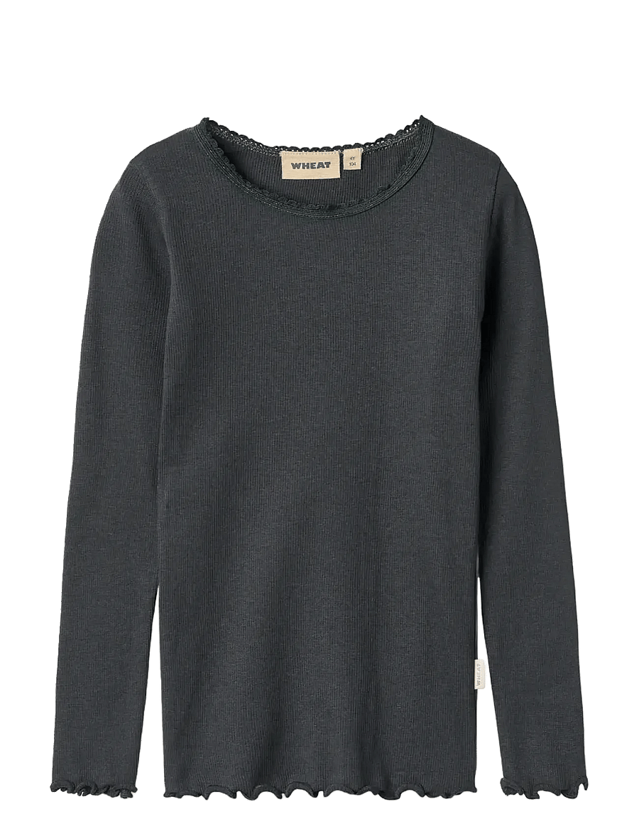 Wheat - Rib T-Shirt L/S Reese - pikkade varrukatega t-särgid - night - 0