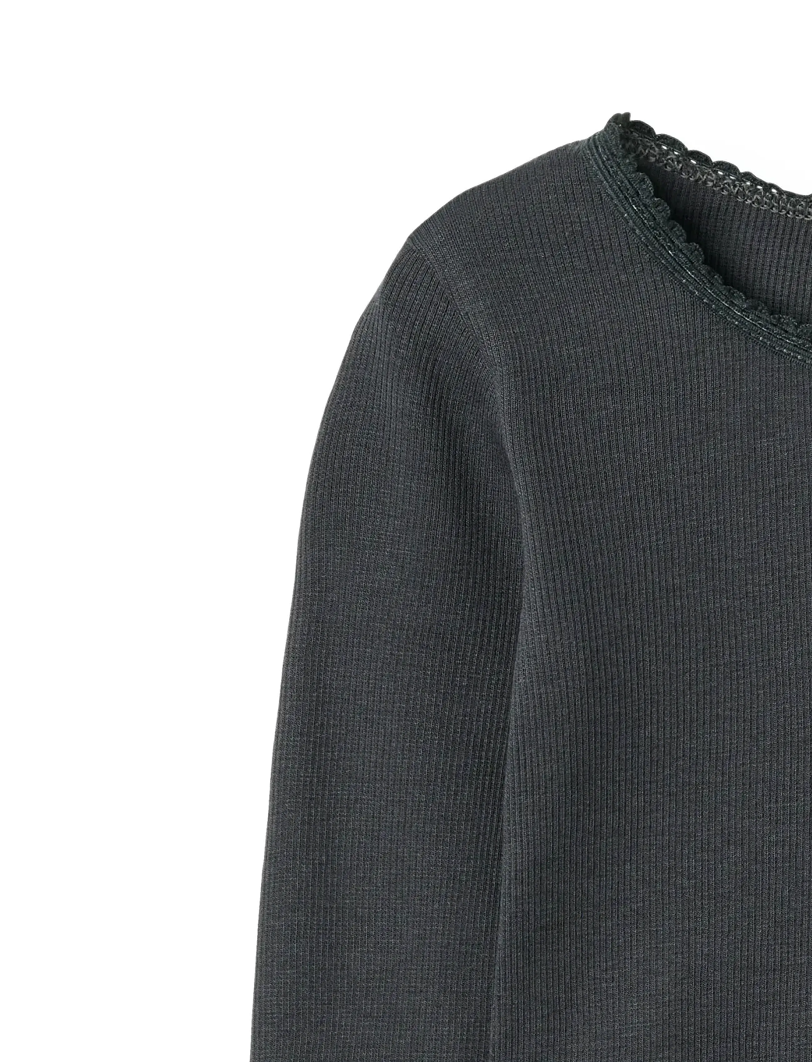 Wheat - Rib T-Shirt L/S Reese - long-sleeved t-shirts - night - 2