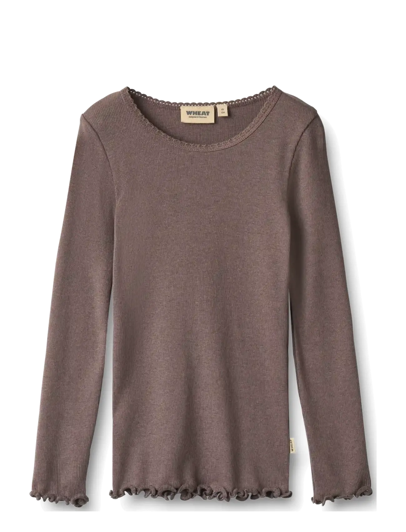 Wheat Rib T-Shirt L/S Reese - Oberteile & T-Shirts - PLUM TRUFFLE / purple