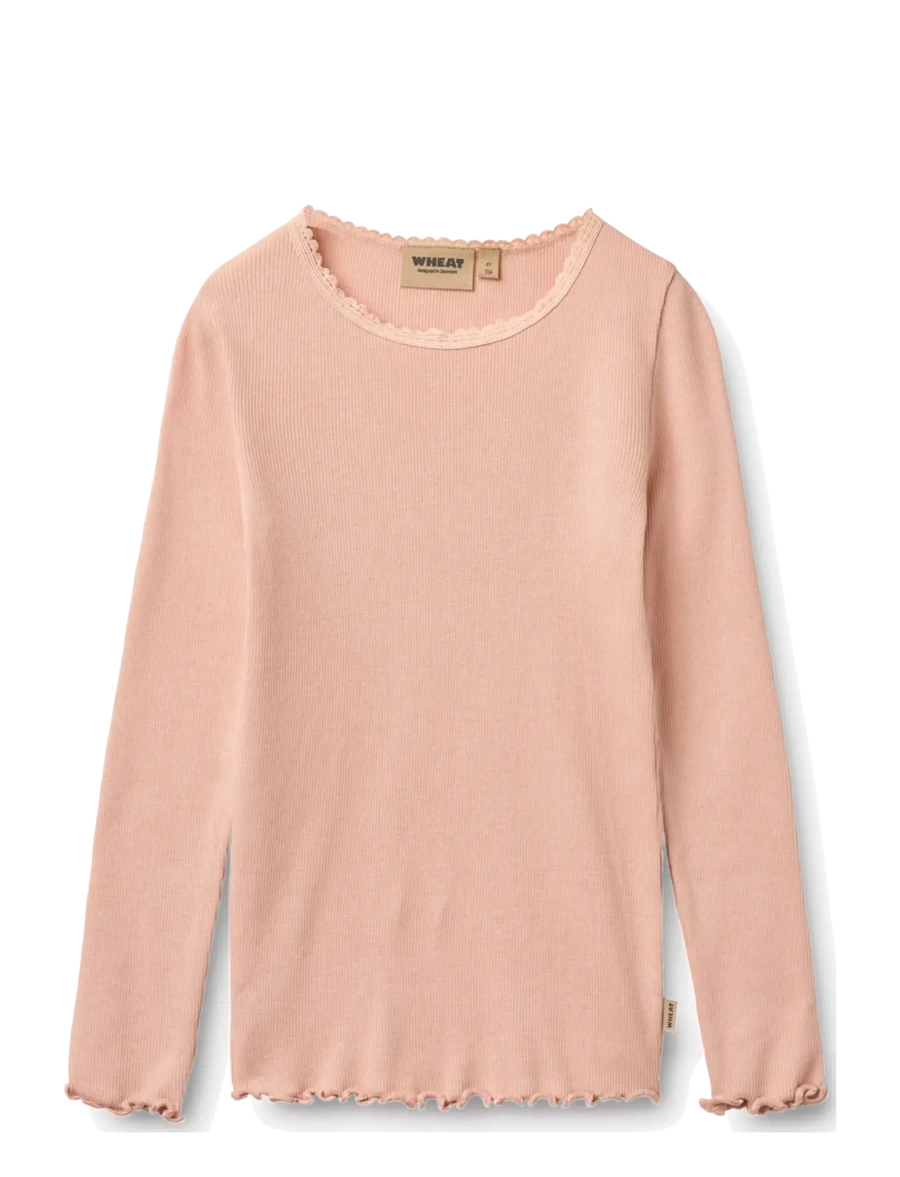 Wheat Rib T-Shirt L/S Reese, Børn, Langærmet Rib T-Shirt, Pink, Str: 98