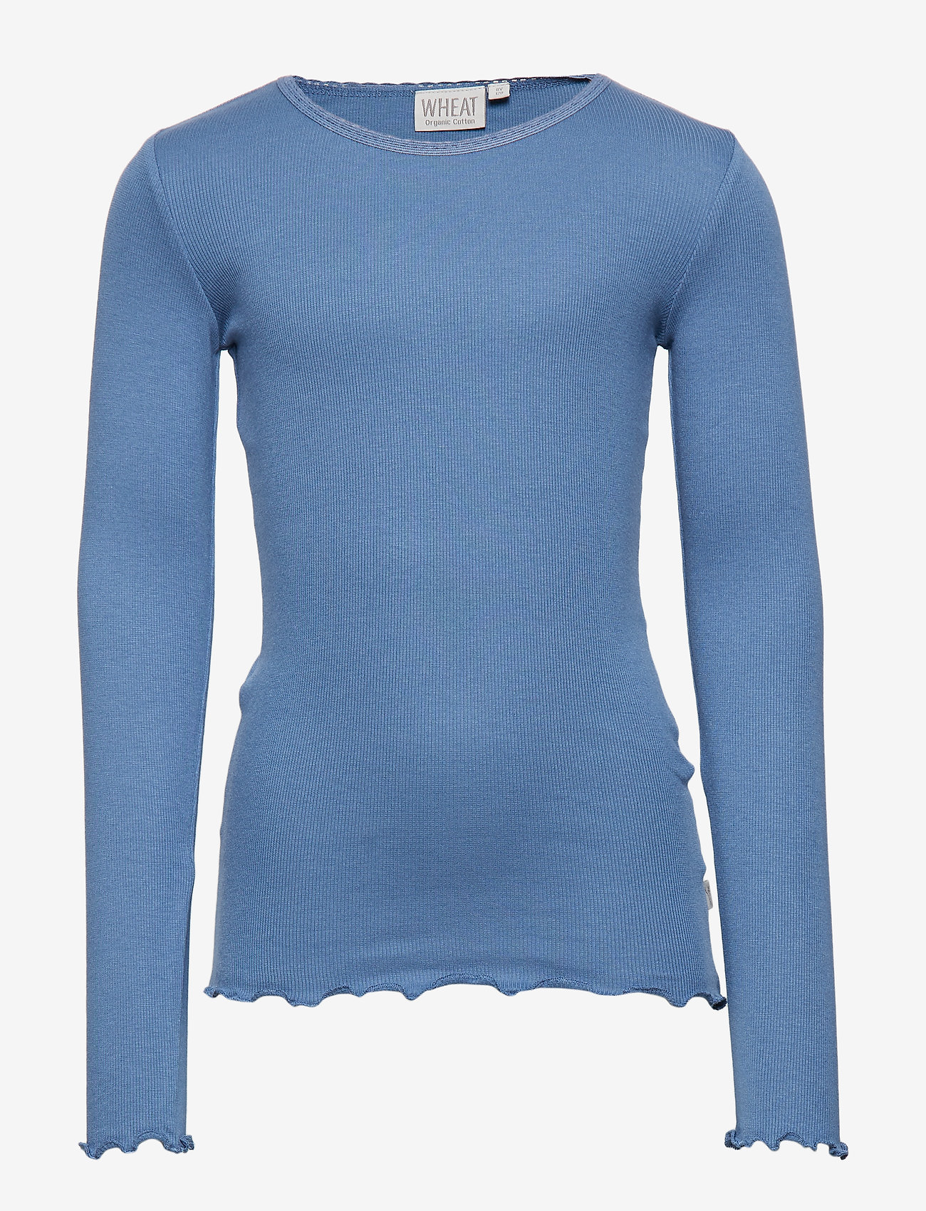Wheat - Rib T-Shirt Lace LS - blue horizon - 0