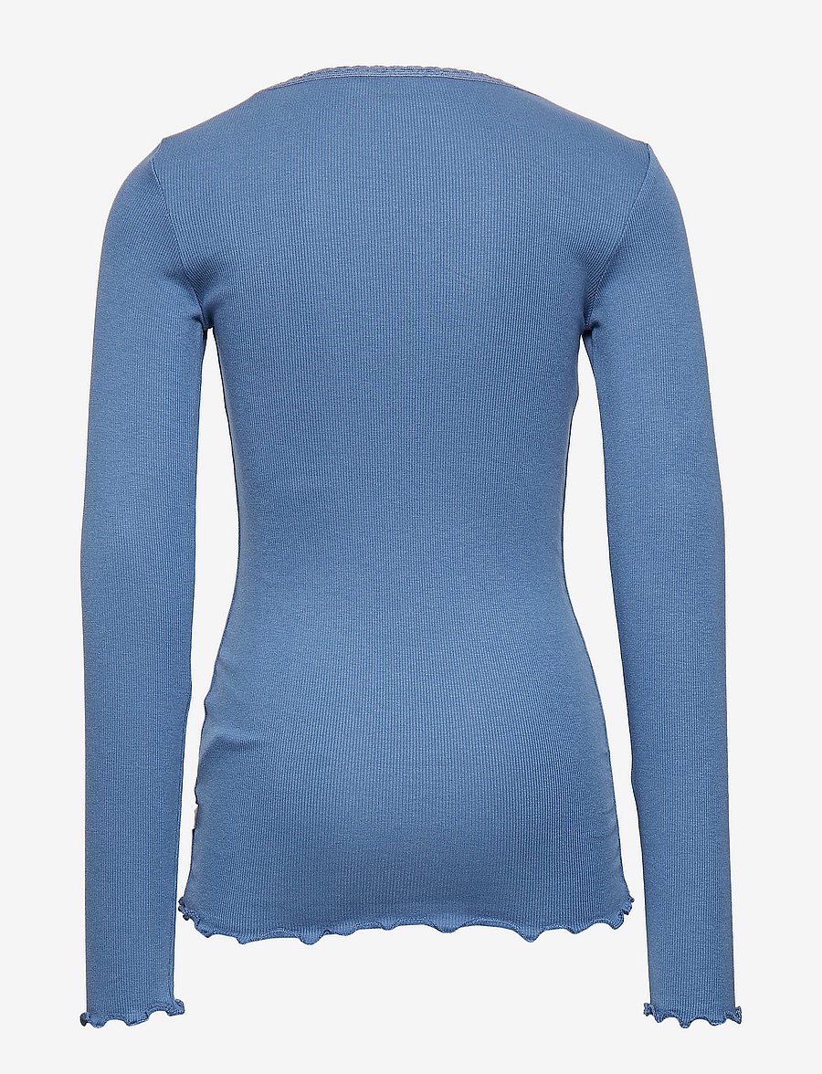 Wheat - Rib T-Shirt Lace LS - blue horizon - 1
