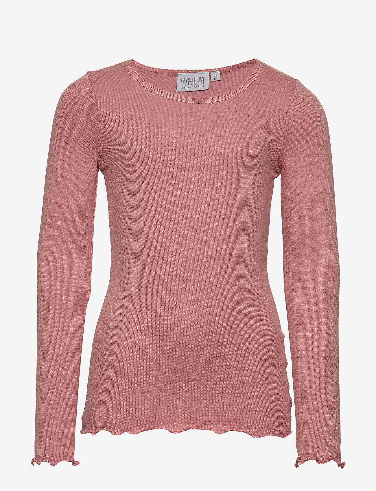 Wheat - Rib T-Shirt Lace LS - soft peach rose - 0