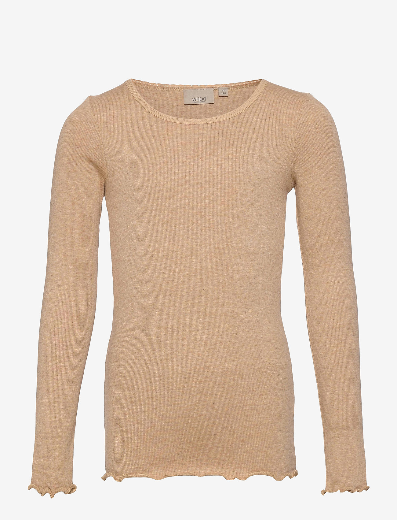 Wheat - Rib T-Shirt Lace LS - sand melange - 0