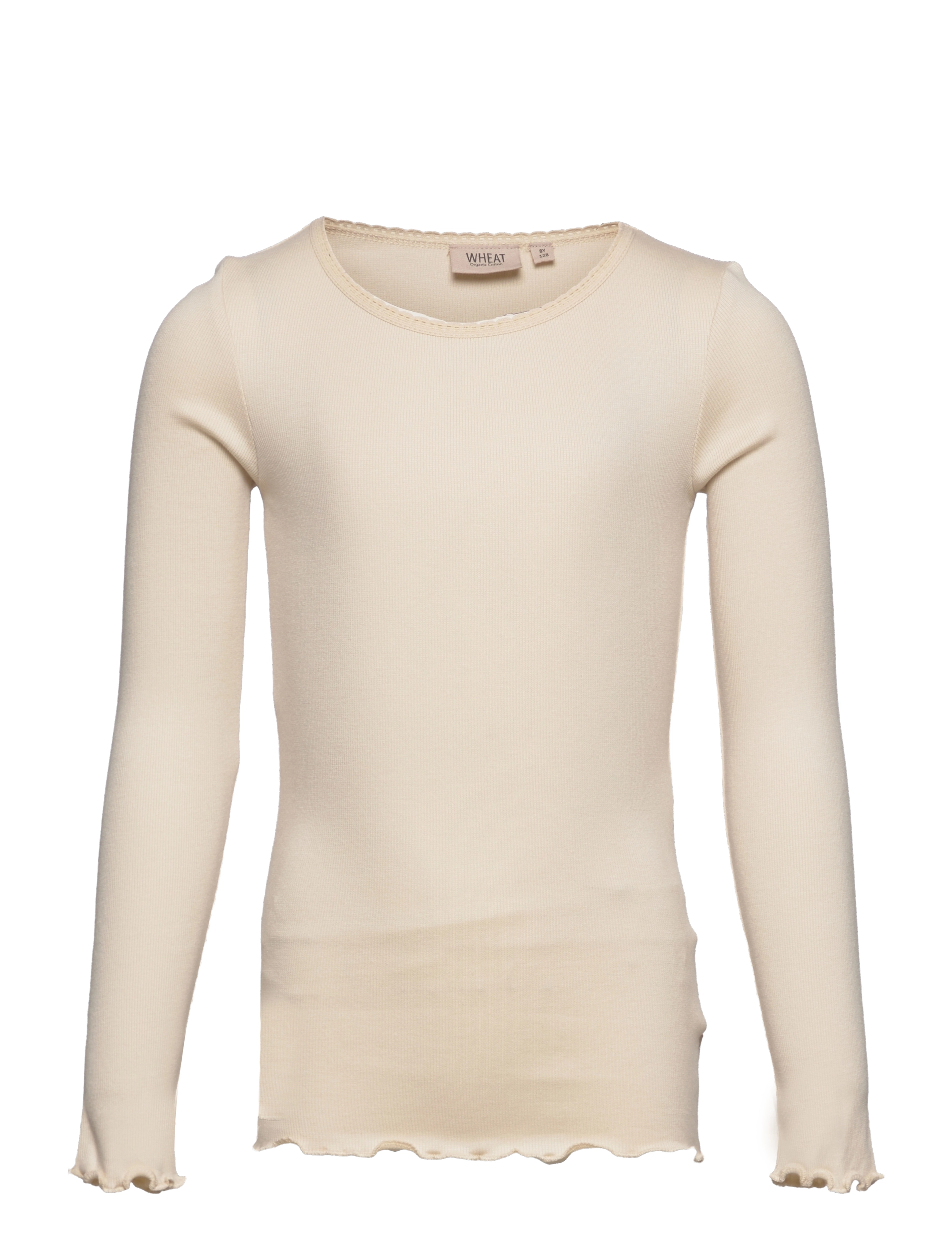 Wheat - Rib T-Shirt Lace LS - eggshell - 0