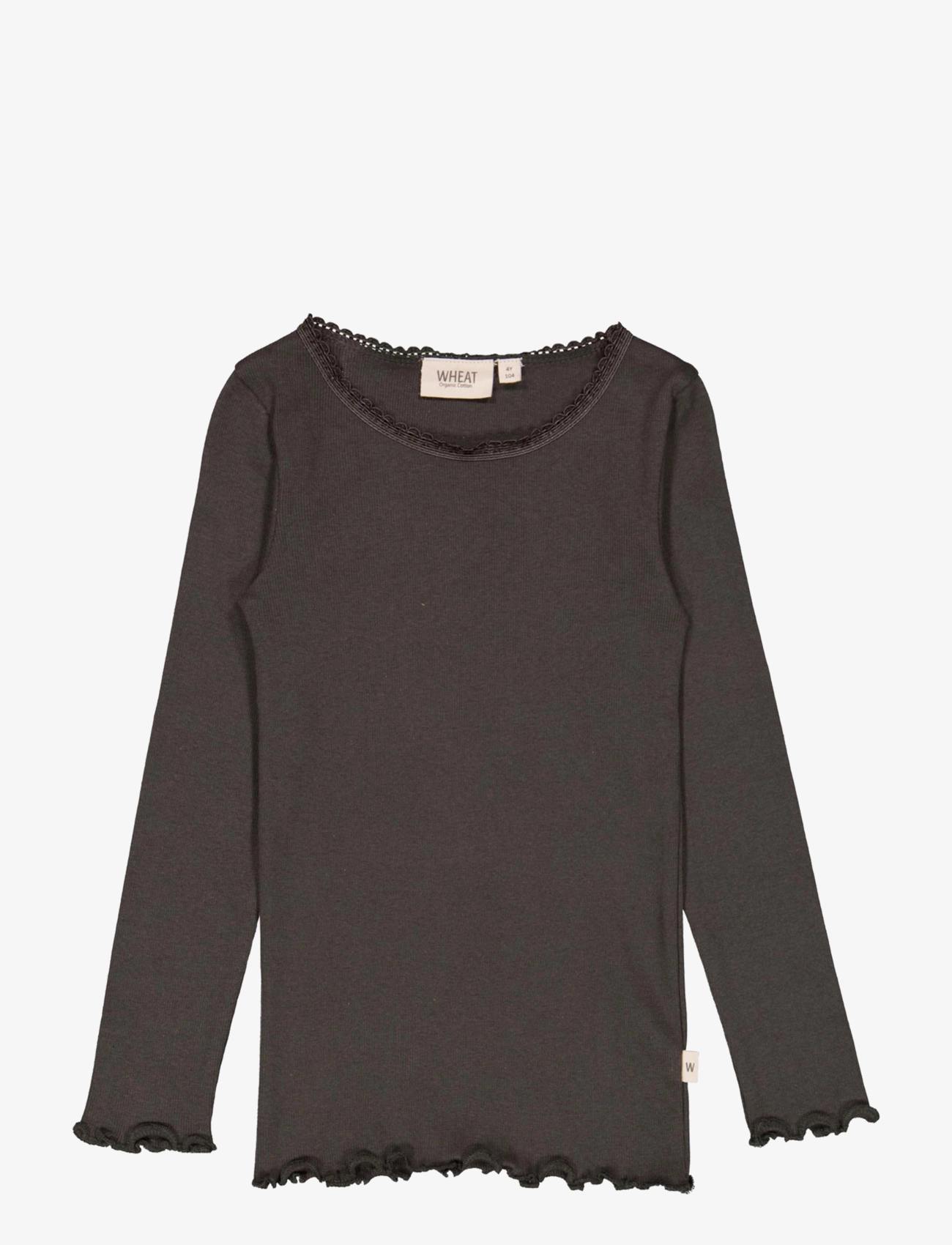 Wheat - Rib T-Shirt Lace LS - black granite - 0