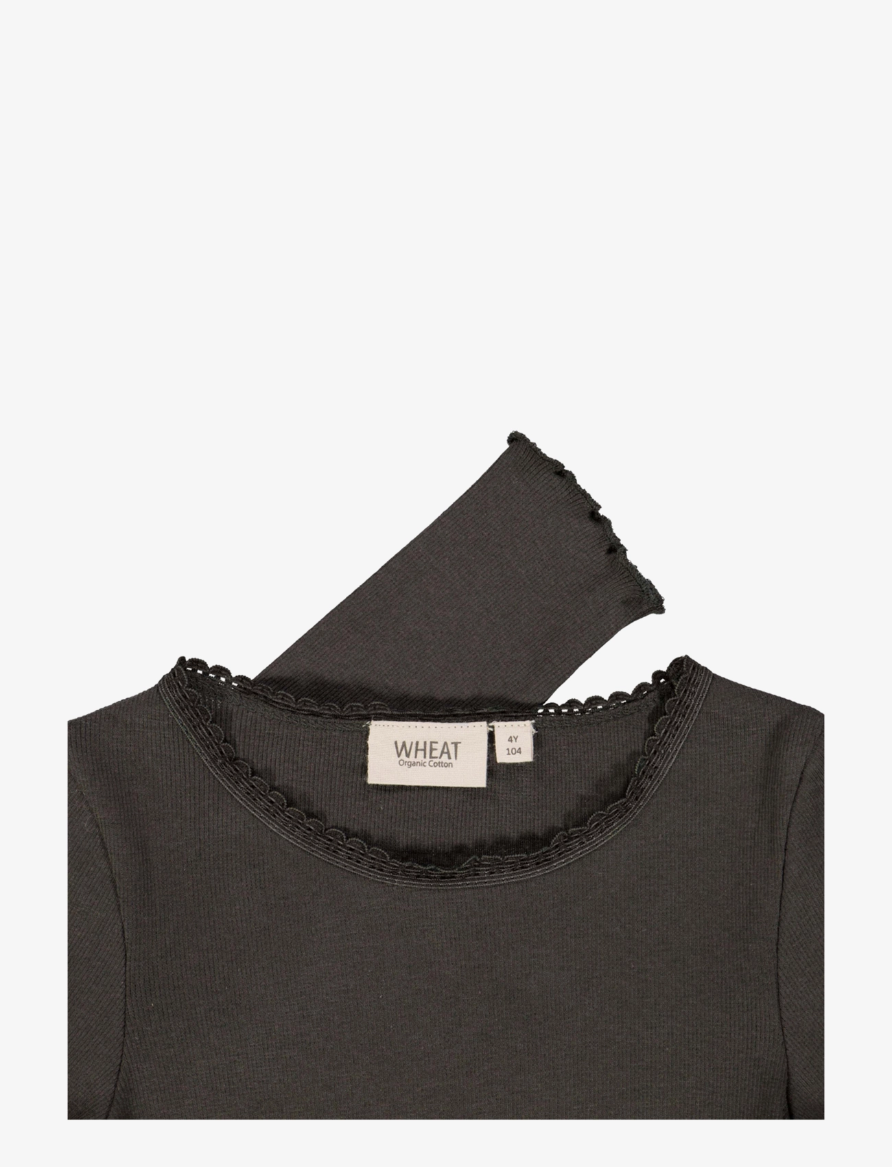 Wheat - Rib T-Shirt Lace LS - black granite - 1