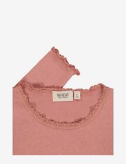 Wheat - Rib T-Shirt Lace LS - long-sleeved t-shirts - old rose - 2