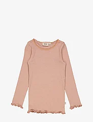 Wheat - Rib T-Shirt Lace LS - langermede t-skjorter - rose dawn - 0