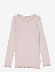 Wheat - Rib T-Shirt Lace LS - long-sleeved t-shirts - soft lilac - 0