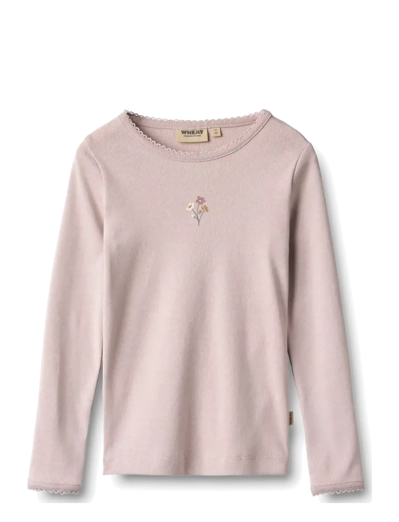 Wheat T-Shirt L/S Print Belis, Børn, Langærmet Blomsterprint T-shirt, Lila, Str: 128