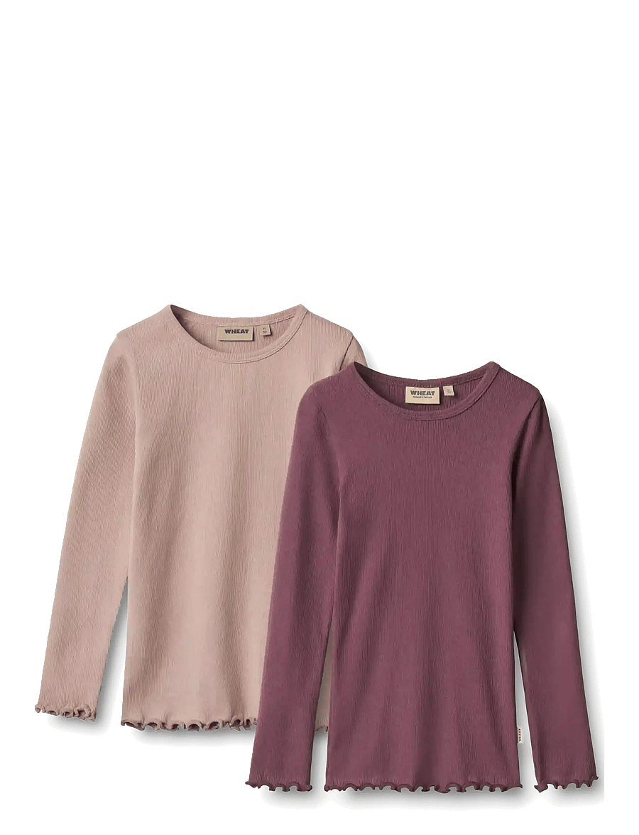 Wheat - 2 Rib T-shirts L/S Ida - langærmede t-shirts - eggplant - 0