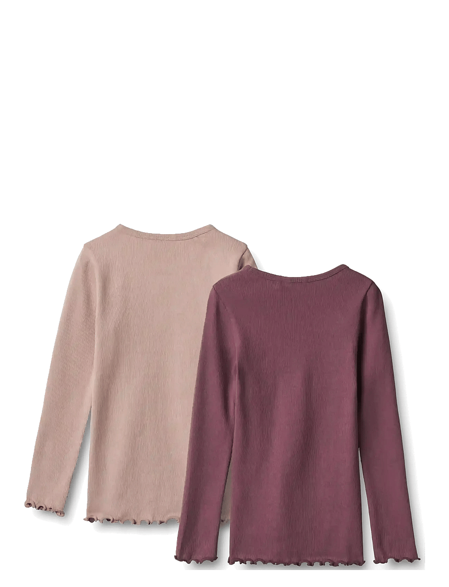 Wheat - 2 Rib T-shirts L/S Ida - langærmede t-shirts - eggplant - 1
