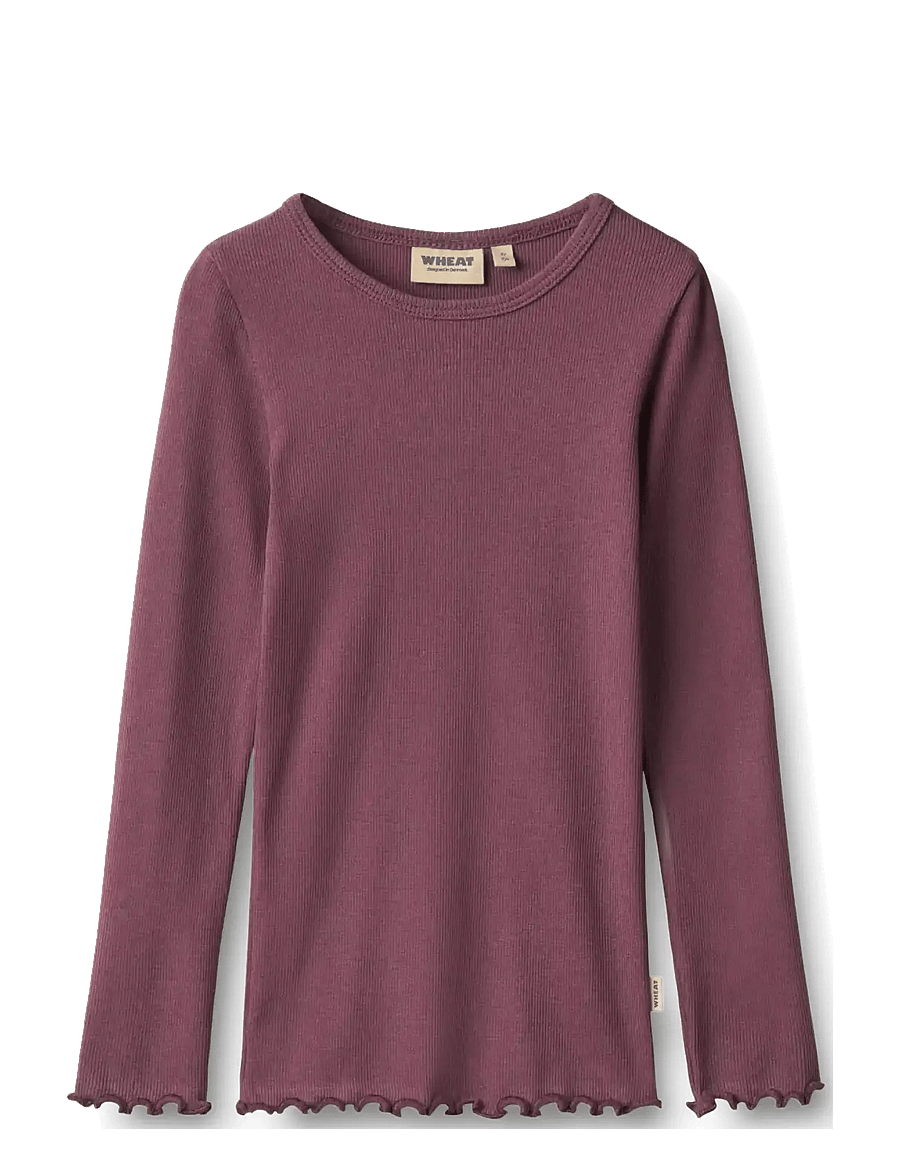 Wheat - 2 Rib T-shirts L/S Ida - langærmede t-shirts - eggplant - 2