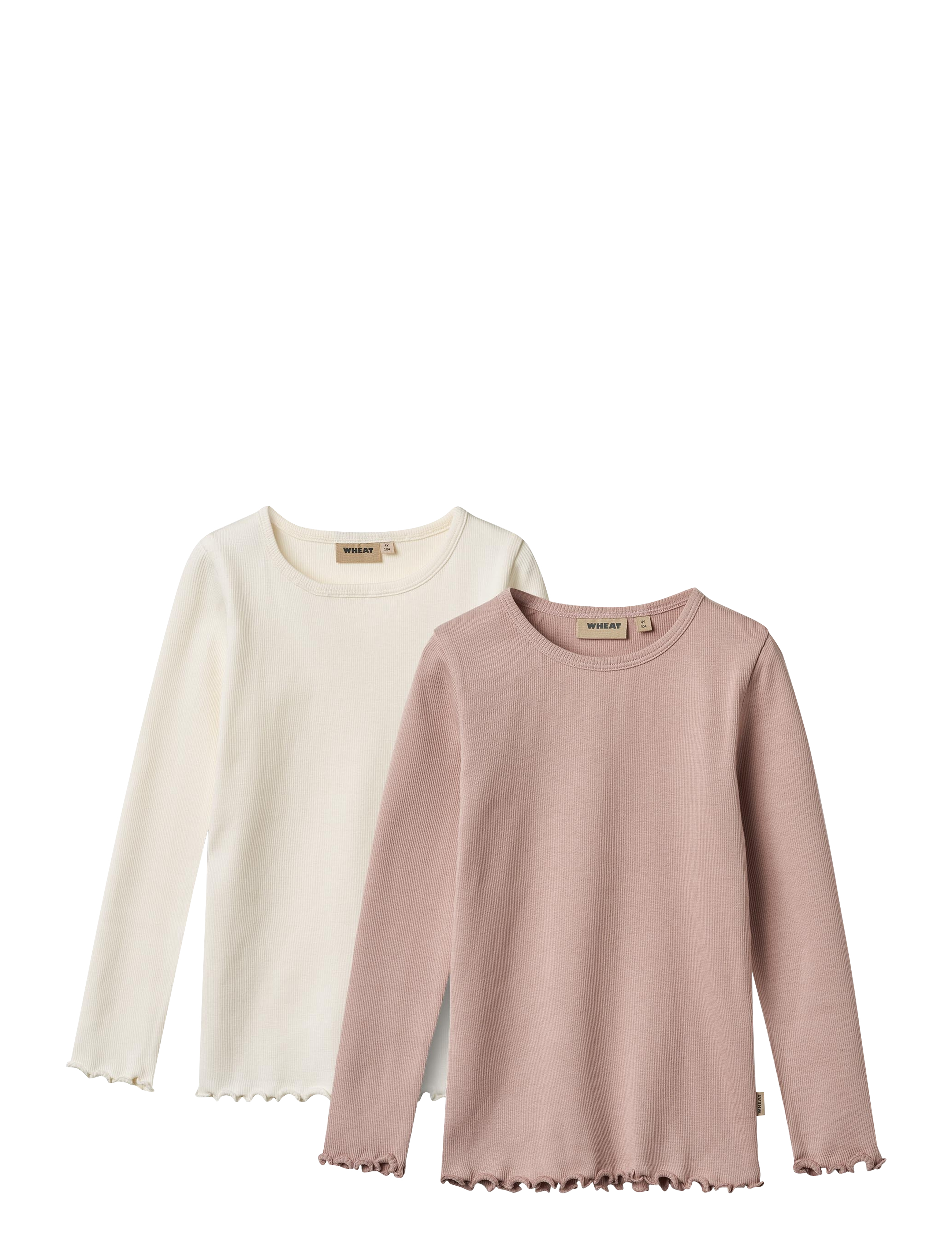 Wheat 2 Rib T-shirts L/S Ida - Overdele - ROSE POWDER / pink/rose