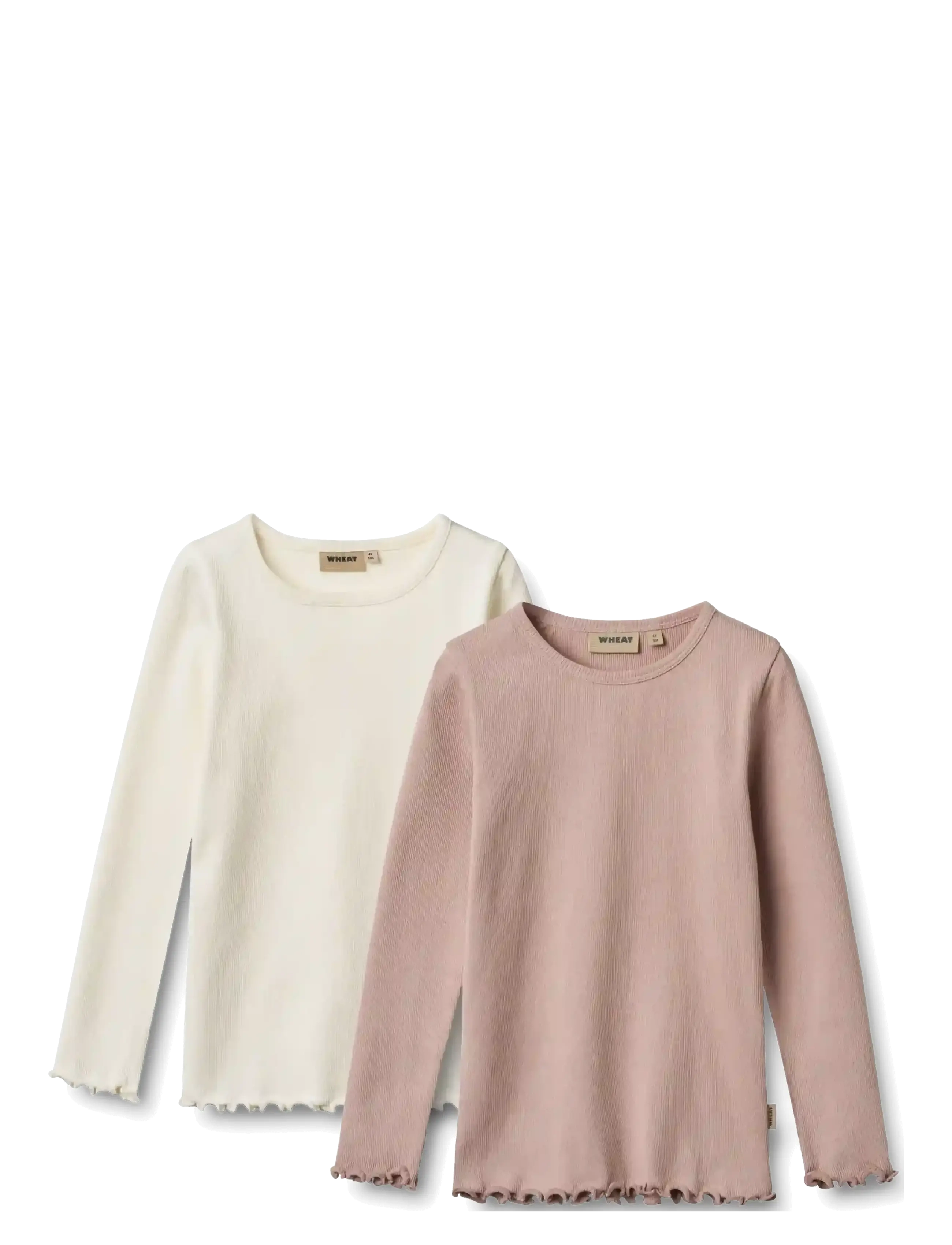 Wheat 2 Rib T-shirts L/S Ida - Toppar & T-shirts - ROSE POWDER / pink/rose