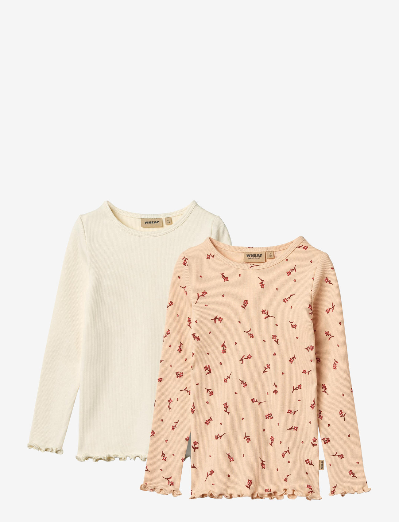 Wheat - 2 Rib T-shirts L/S Ida - langærmede t-shirts - rose water flowers - 0
