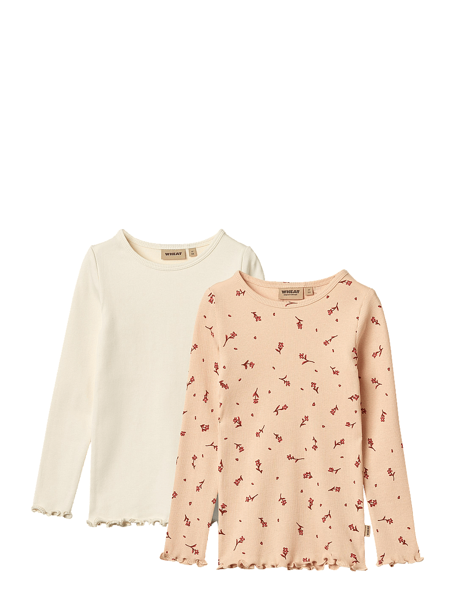 Wheat - 2 Rib T-shirts L/S Ida - pikkade varrukatega t-särgid - rose water flowers - 0
