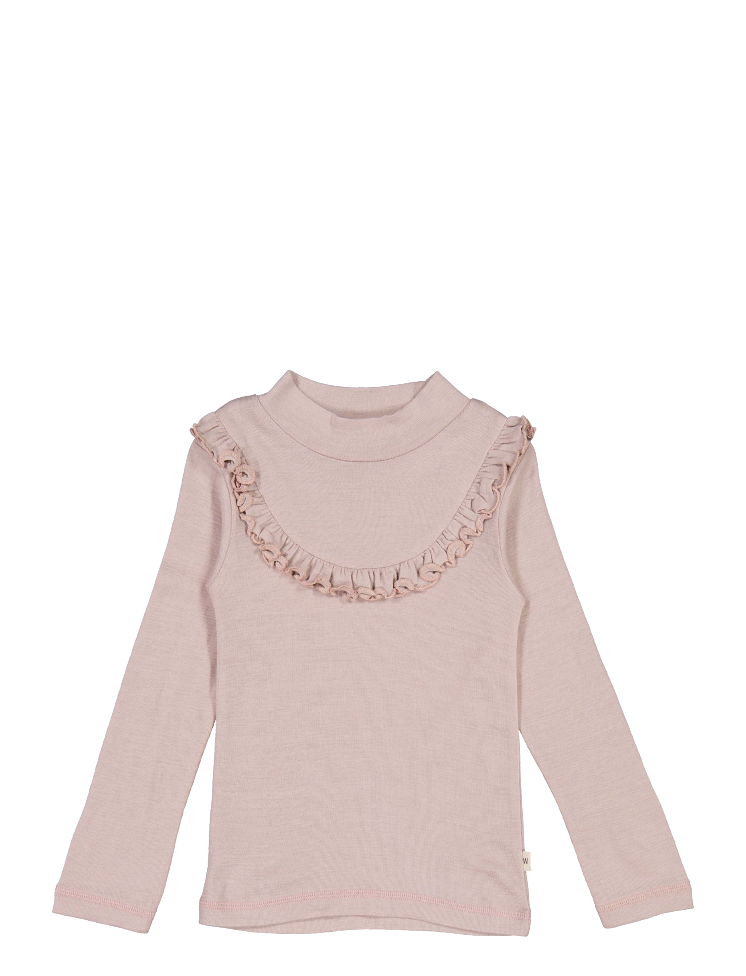 Wheat - T-shirt Wool Ruffle LS - dark powder - 0