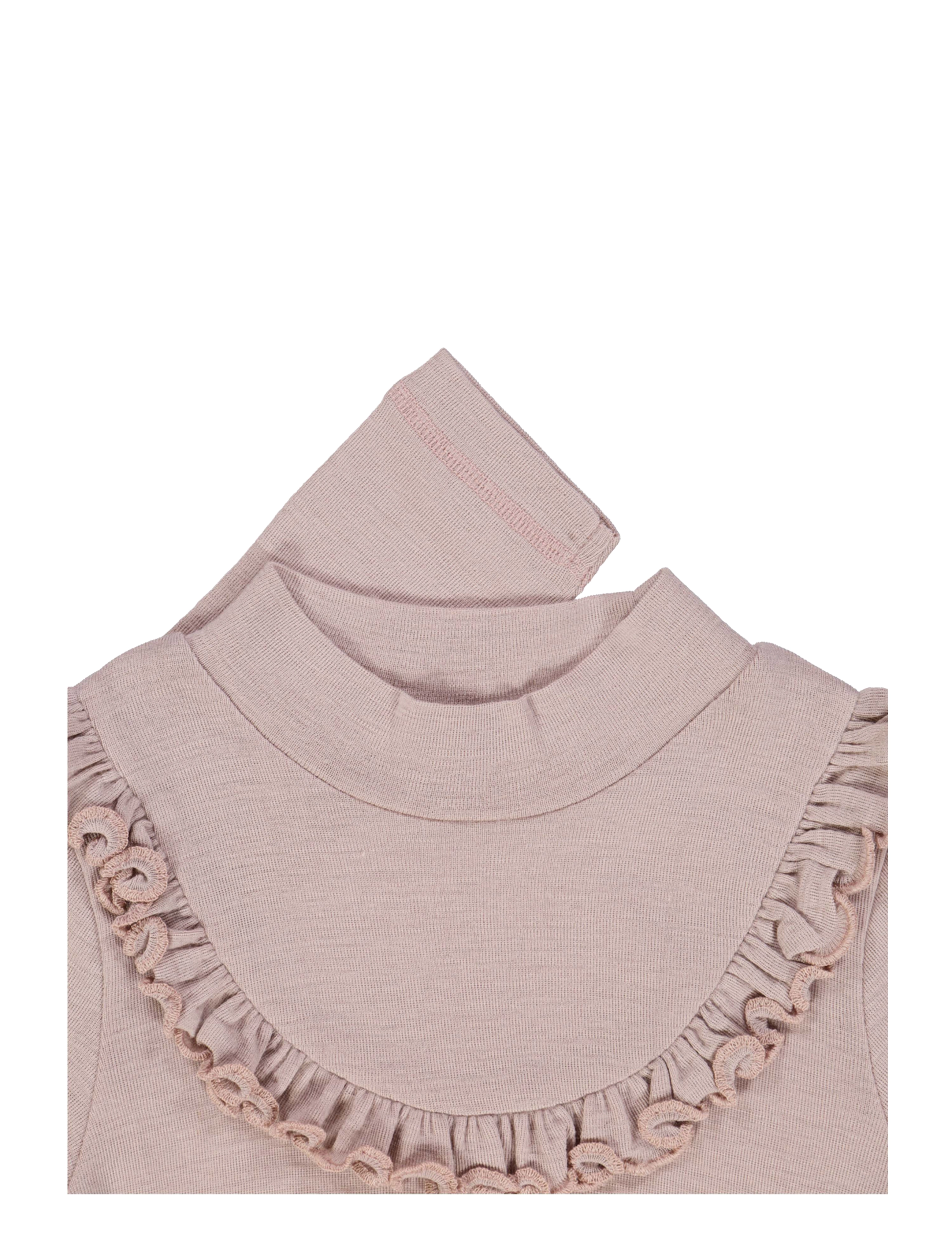Wheat - T-shirt Wool Ruffle LS - dark powder - 1