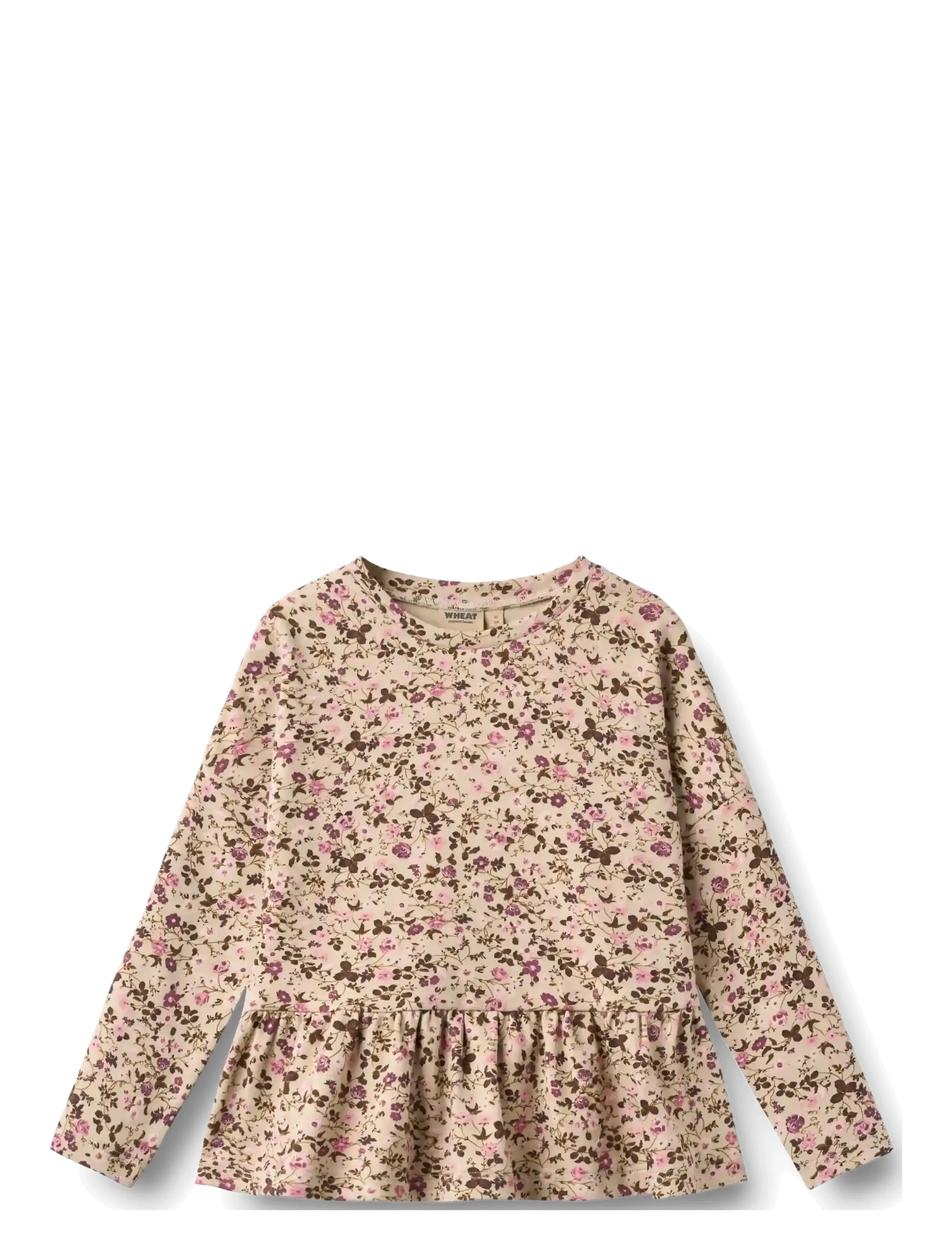 Wheat T-shirt L/S Carolina - Neuheiten - SOFT SAND FLOWER WINE / beige