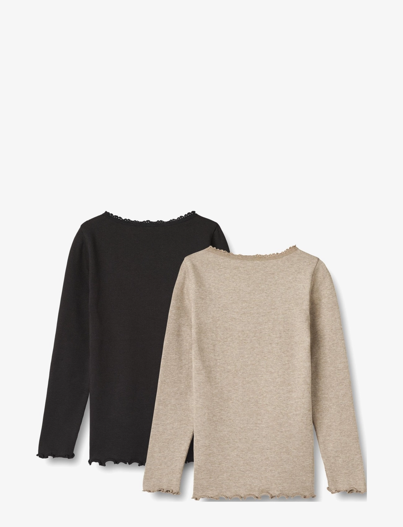 Wheat - 2 Rib T-Shirt L/S Reese - gravel melange black - 1