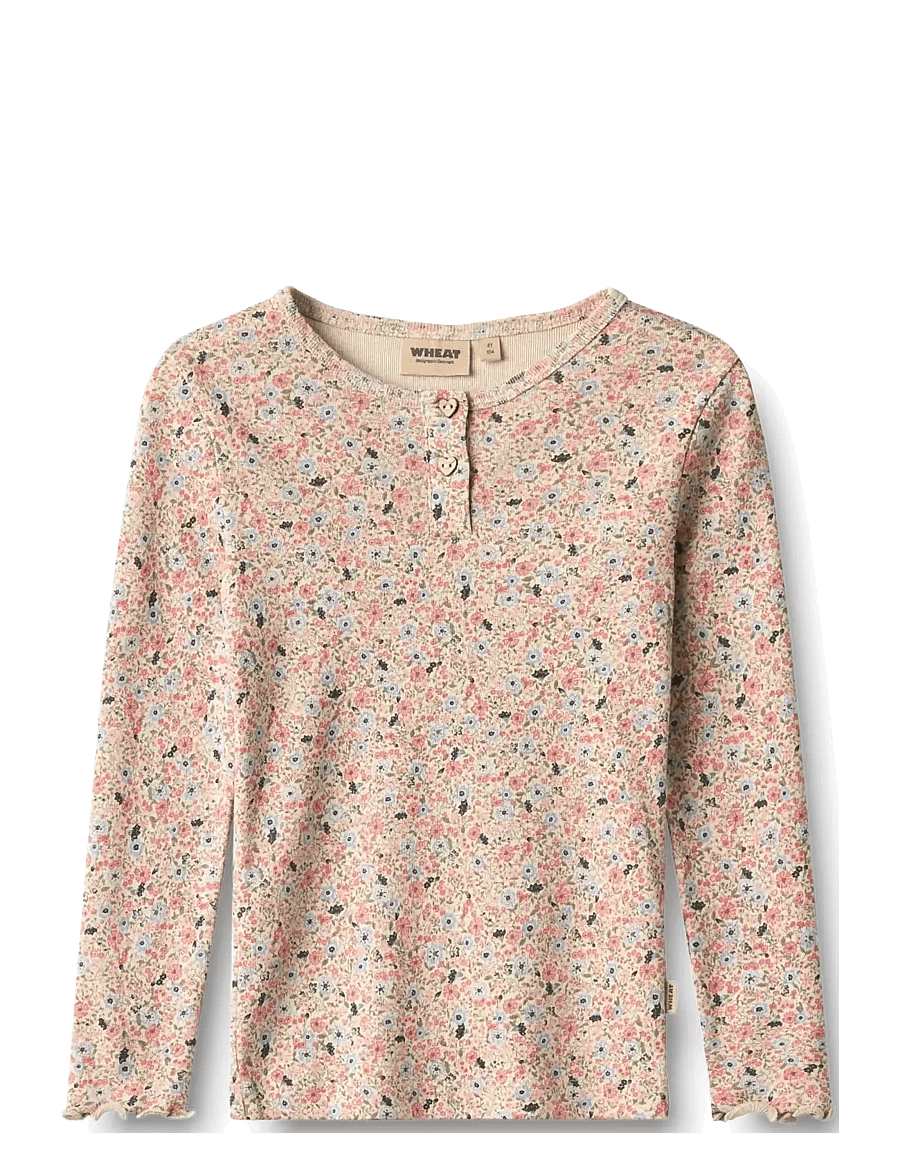 Wheat - T-shirt L/S Eja - grey cloud flowers - 0