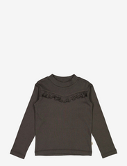 Wheat - T-Shirt Rib Ruffle - langermede t-skjorter - black granite - 0