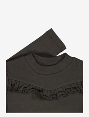 Wheat - T-Shirt Rib Ruffle - langermede t-skjorter - black granite - 1