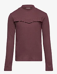 Wheat - T-Shirt Rib LS Rosetta - long-sleeved t-shirts - aubergine - 0